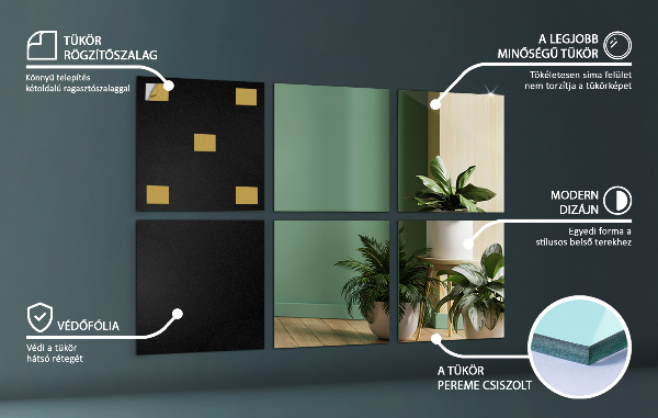 Spiegeltegels 6 st 20x20 cm