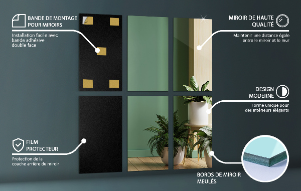 Plakspiegel tegels 6 st 30x16 cm