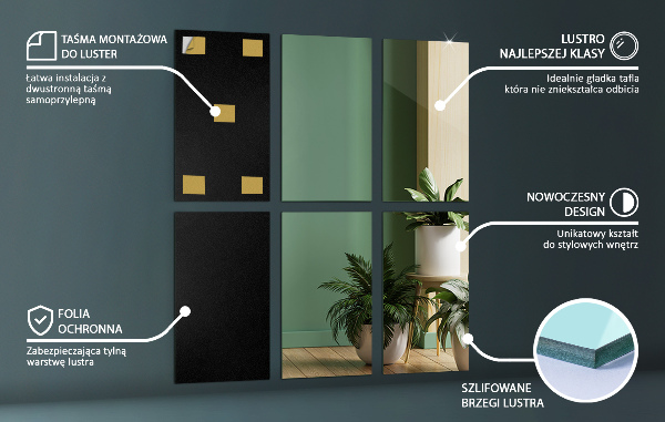 Plakspiegel tegels 6 st 30x16 cm