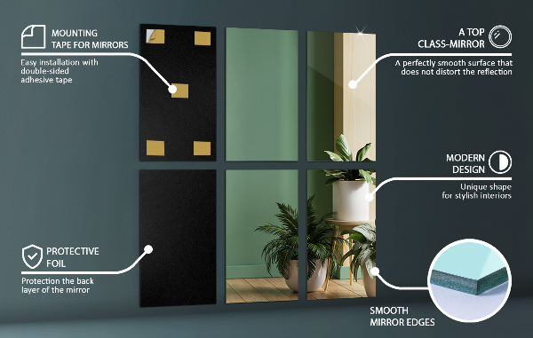 Zelfklevende spiegeltegels 6 st 30x20 cm