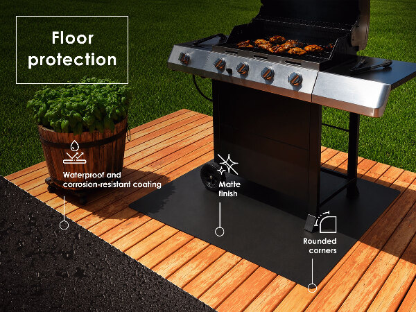 Halfronde stalen beschermplaat voor barbecue 100x100 cm