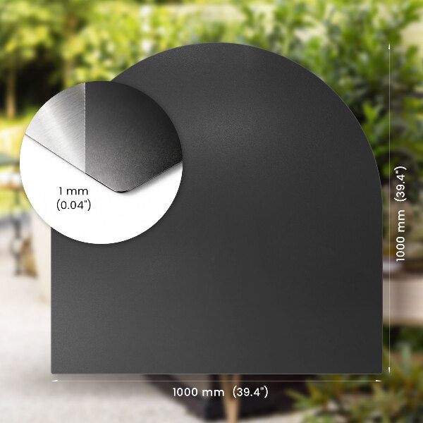 Halfronde stalen beschermplaat voor barbecue 100x100 cm