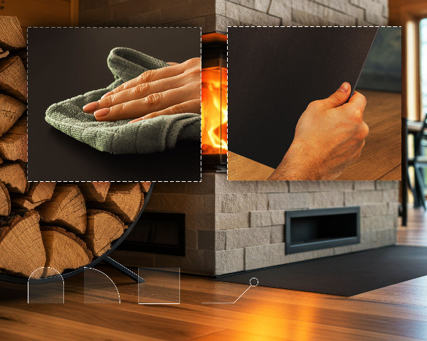 Onderplaat kachel uit zwart staal 80x70 cm