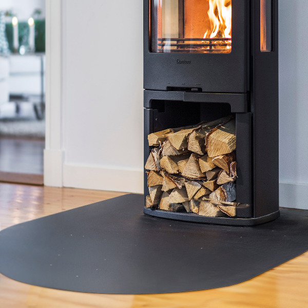 Onderplaat kachel uit zwart staal 80x70 cm