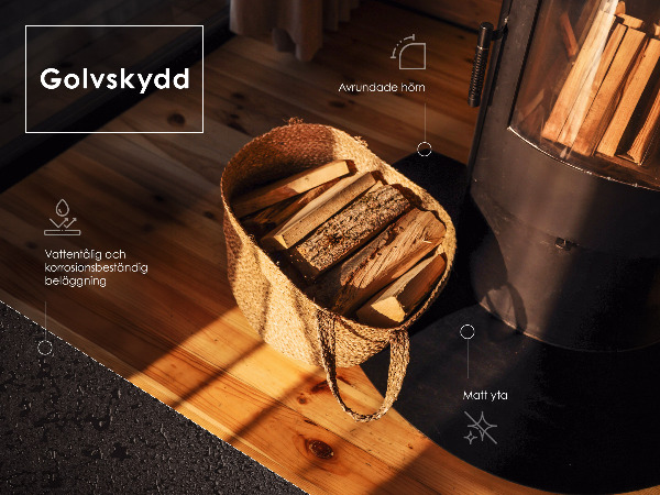 Vloerplaat voor kachel uit zwart staal 80x90 cm