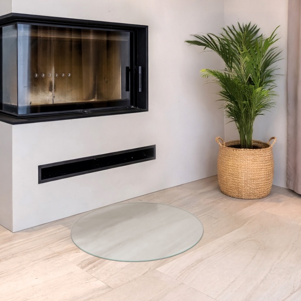 Ronde semitransparante plaat voor onder kachel fi50 cm
