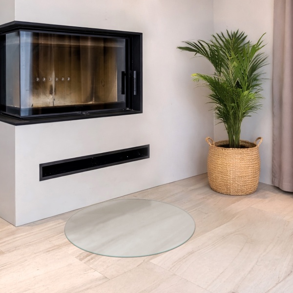 Ronde semitransparante plaat voor onder kachel fi60 cm