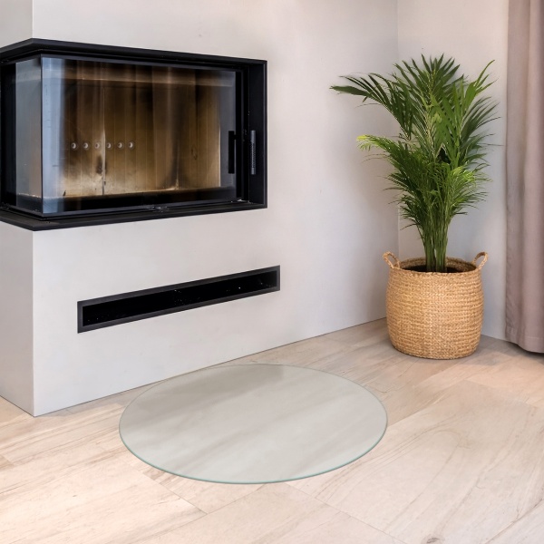 Ronde semitransparante plaat voor onder kachel fi80 cm