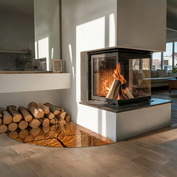 Plaat voor onder kachel Houtnerf in dwarsdoorsnede