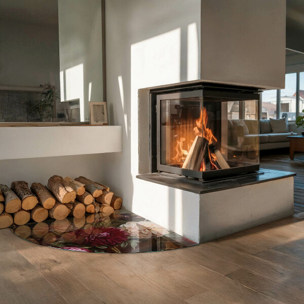 Vloerplaat openhaard Bloemenboeket in detail