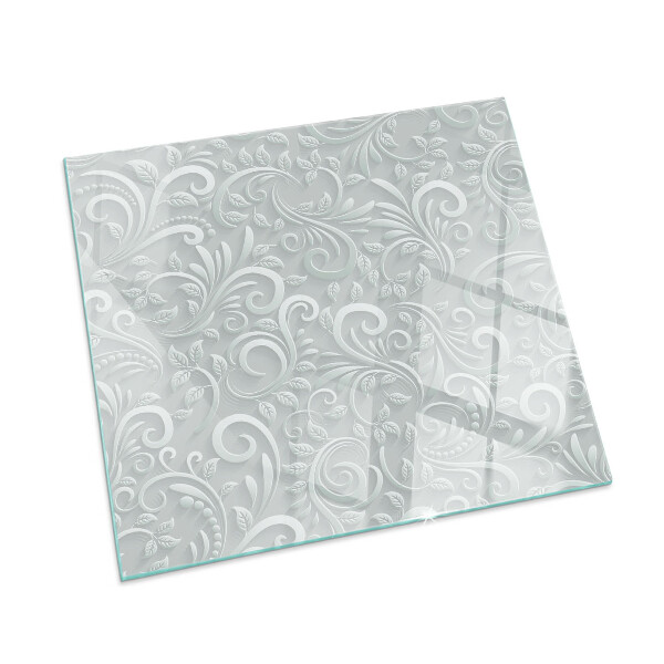 Vierkante vloerplaat voor houtkachel Elegant plantenpatroon