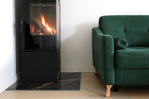 Vierkante vloerplaat voor kachel Elegant marmer met aderen