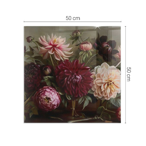 Vierkante vloerplaat voor kachel Bloemenboeket in detail