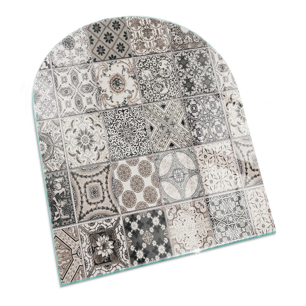 Halfovale vloerplaat voor houtkachel Decoratieve tegelpatronen