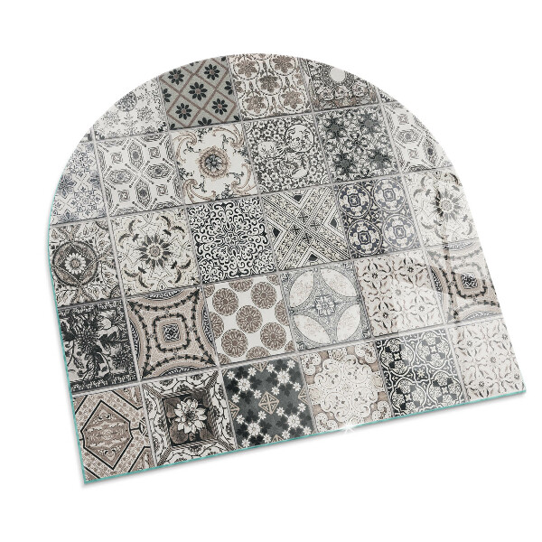 Halfovale vloerplaat voor houtkachel Decoratieve tegelpatronen