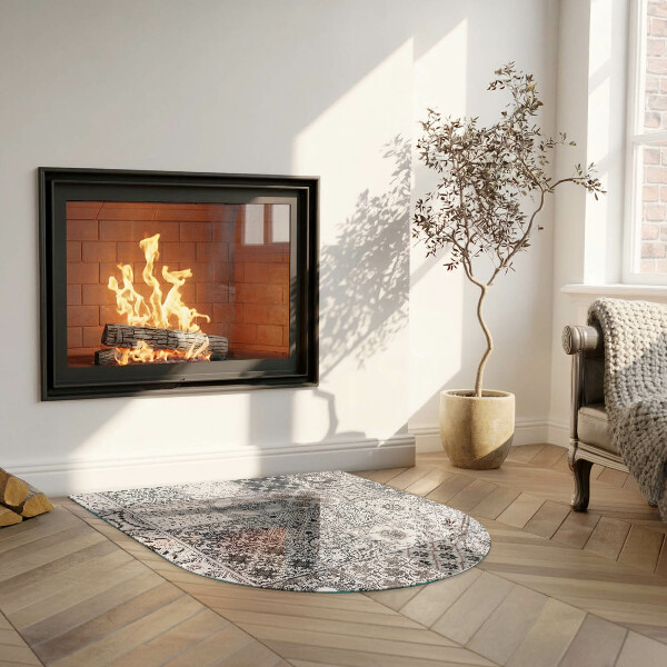 Halfovale vloerplaat voor houtkachel Decoratieve tegelpatronen