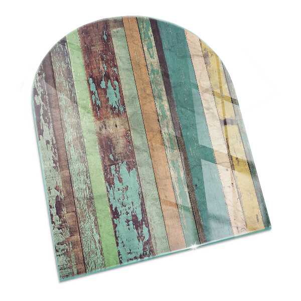 Halfovale vloerplaat openhaard Planken in verschillende tinten