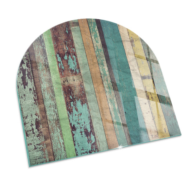 Halfovale vloerplaat openhaard Planken in verschillende tinten