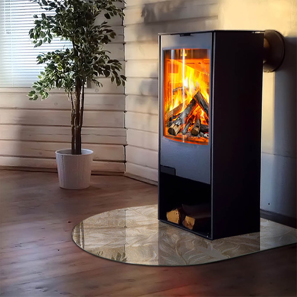 Halfovale vloerplaat openhaard Bladeren in subtiele patronen