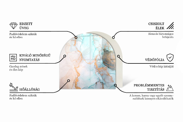 Halfovale vloerplaat openhaard 3D geometrisch patroon