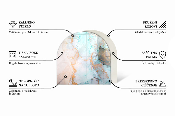 Halfovale vloerplaat openhaard 3D geometrisch patroon
