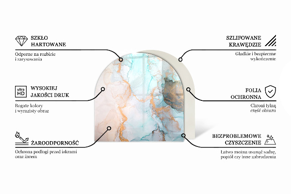 Halfovale vloerplaat openhaard 3D geometrisch patroon