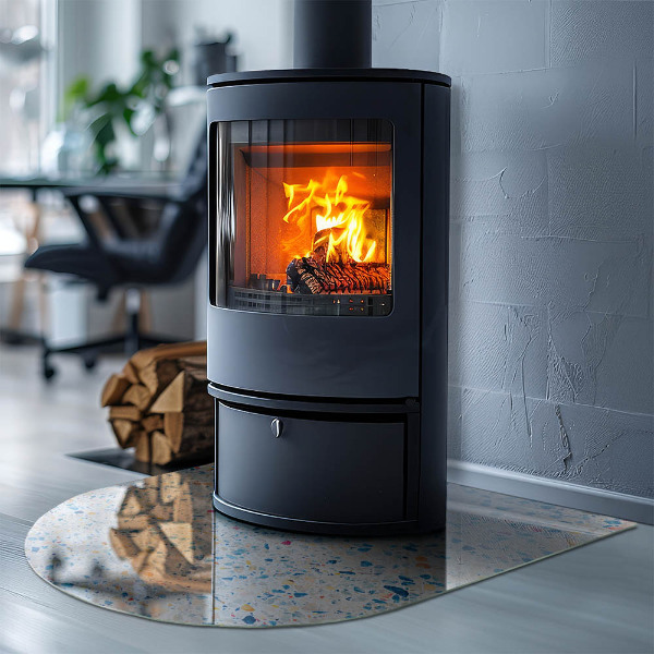 Halfovale plaat voor onder kachel Abstract textuurpatroon