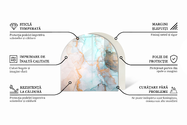 Halfovale plaat voor onder kachel Abstract textuurpatroon
