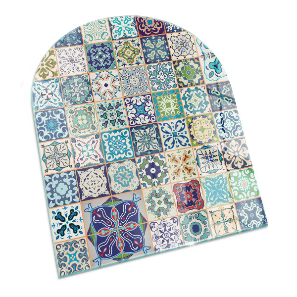 Halfovale vloerplaat voor houtkachel Mozaïekpatronen op tegels