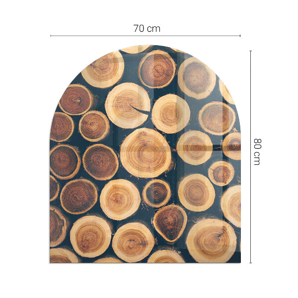 Halfovale plaat voor onder kachel Doos met gesneden hout