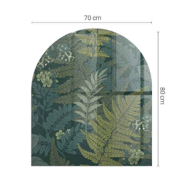 Halfovale plaat voor onder kachel Plantenmotieven met vlinders