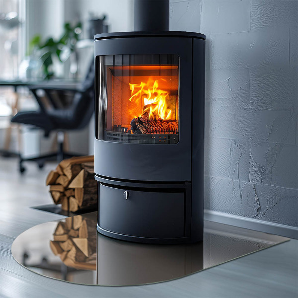 Halfovale vloerplaat openhaard Kleur Bruin