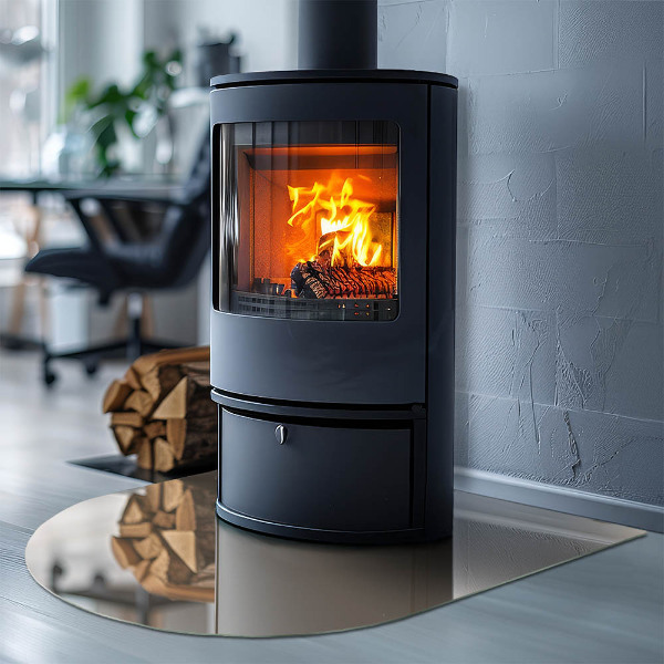 Halfovale plaat voor onder kachel Kleur beige