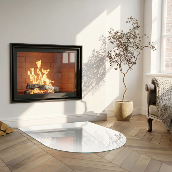 Halfovale vloerplaat openhaard Kleur Wit