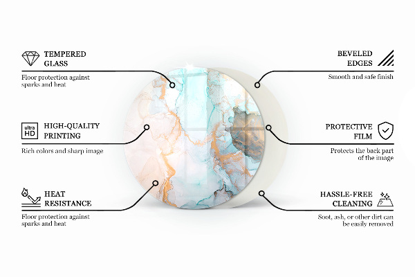 Ronde plaat voor onder houtkachel Decoratieve tegelpatronen