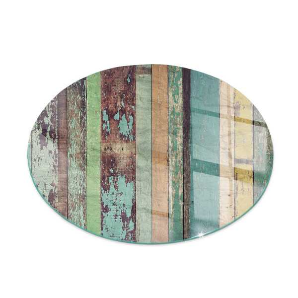 Ronde onderplaat kachel Planken in verschillende tinten