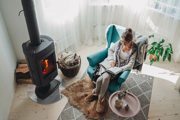 Ronde onderplaat kachel Elegant plantenpatroon