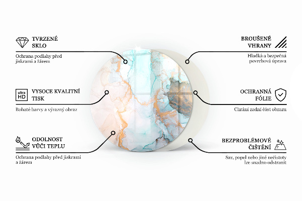 Ronde onderplaat kachel Abstract marmerpatroon