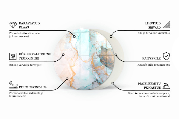 Ronde onderplaat kachel Abstract marmerpatroon