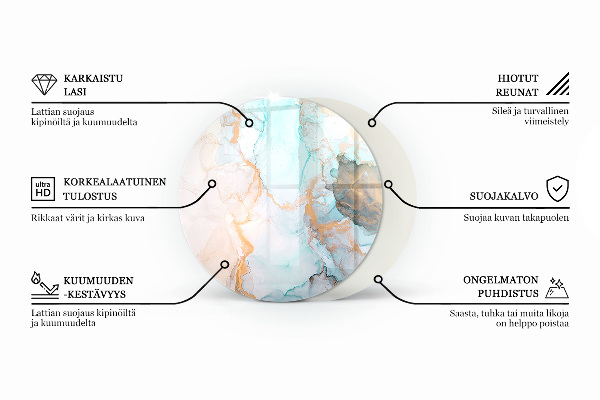 Ronde onderplaat kachel Abstract marmerpatroon