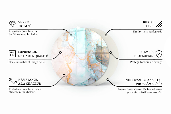 Ronde onderplaat kachel Abstract marmerpatroon
