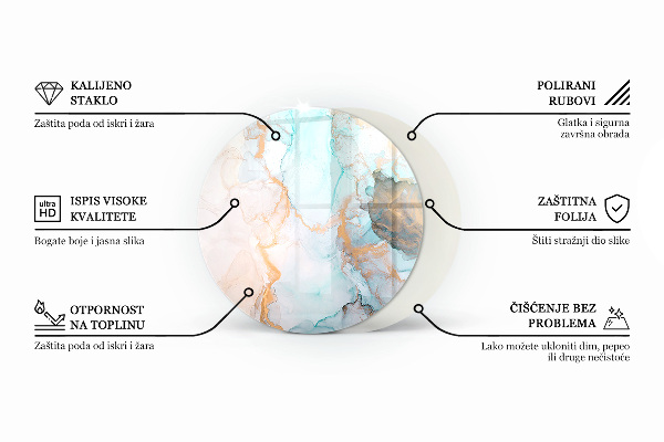 Ronde onderplaat kachel Abstract marmerpatroon