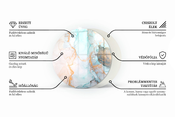 Ronde onderplaat kachel Abstract marmerpatroon