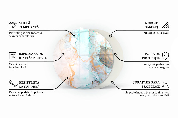 Ronde onderplaat kachel Abstract marmerpatroon