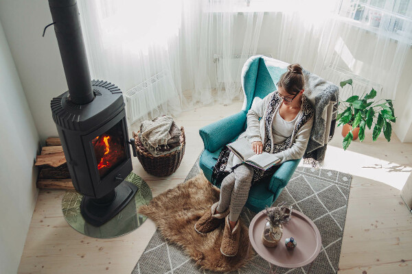 Ronde onderplaat kachel Tropische bladeren op de achtergrond