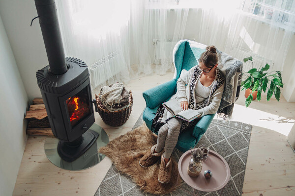 Ronde onderplaat kachel Grijsgroene kleur
