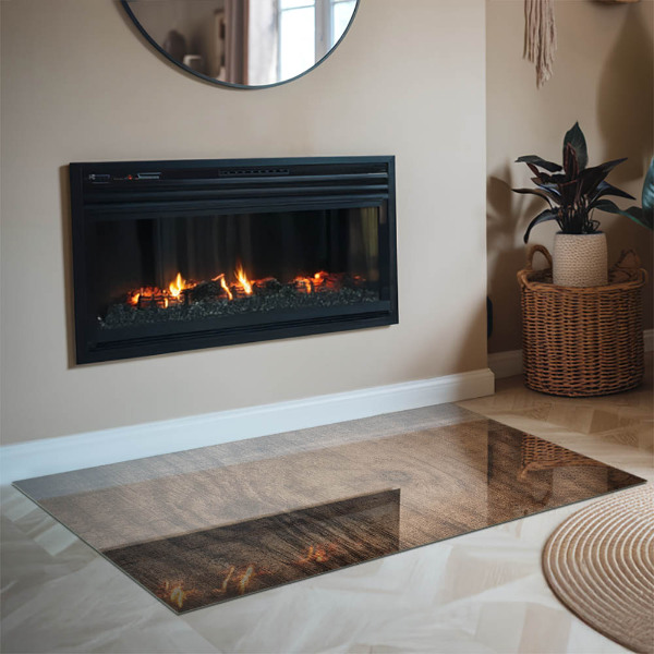 Rechthoekige vloerplaat voor kachel Natuurlijk houtpatroon