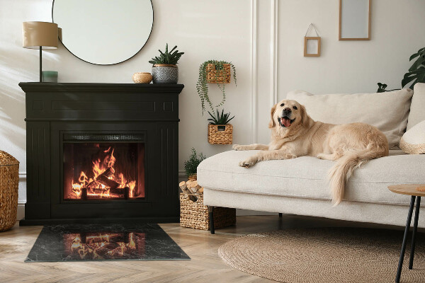 Rechthoekige vloerplaat voor kachel Elegant marmerpatroon