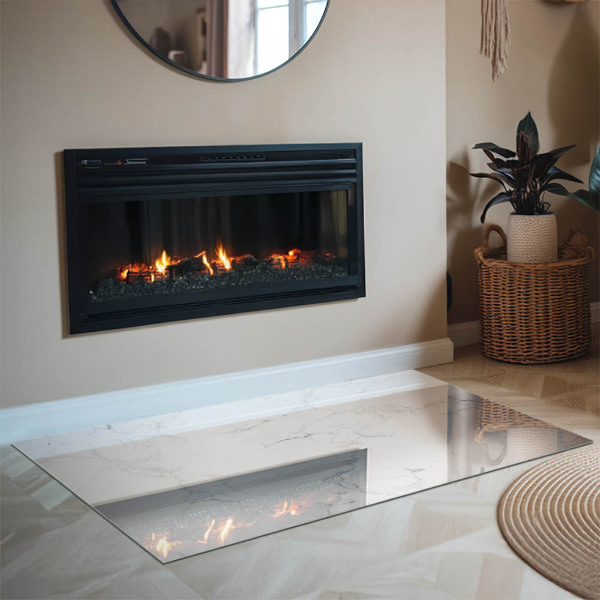 Rechthoekige vloerplaat voor houtkachel Marmerpatroon met aderen