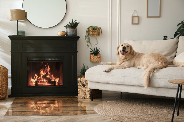 Rechthoekige vloerplaat voor kachel Houten plank met nerf